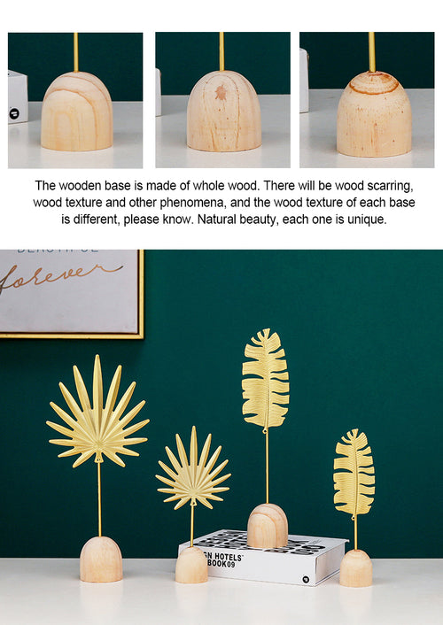 1PC Nordic Golden Ginkgo Leaf Metal Ornaments Cabinet Porch Home Decor