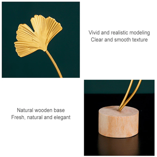 1PC Nordic Golden Ginkgo Leaf Metal Ornaments Cabinet Porch Home Decor
