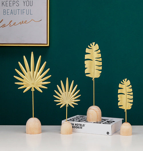 1PC Nordic Golden Ginkgo Leaf Metal Ornaments Cabinet Porch Home Decor