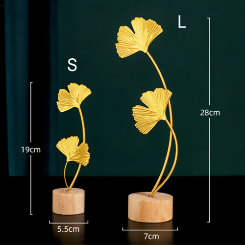 1PC Nordic Golden Ginkgo Leaf Metal Ornaments Cabinet Porch Home Decor
