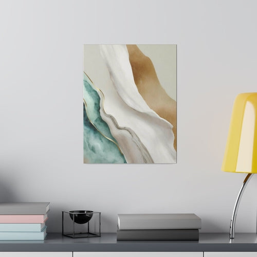 Wall Decor - Giclee Poster Art Print - Cream White Green Marbled Print