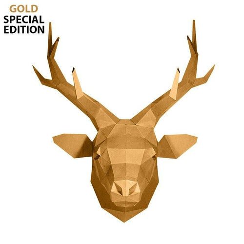 Golden Deer Head Wall Decor (DIY Papercraft)